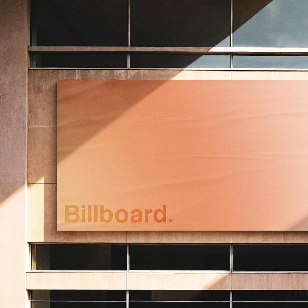 Free Glued Building Billboard Mockup PSD