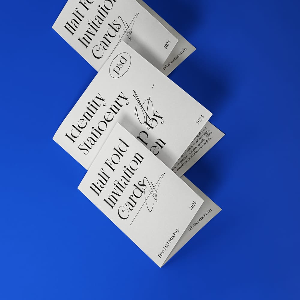 Free Half Fold Brochure Event Brand Stationery Mockup PSD