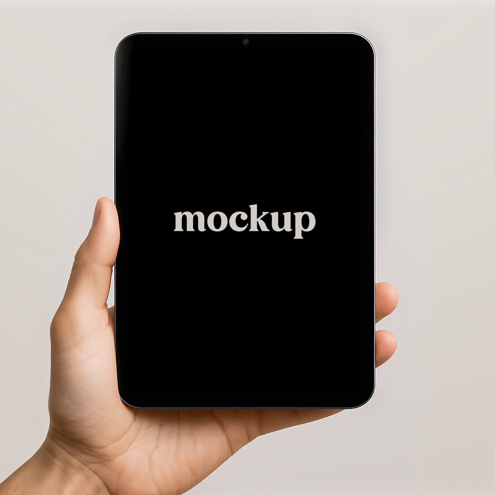 Free Hand Holding iPad Mockup Device PSD