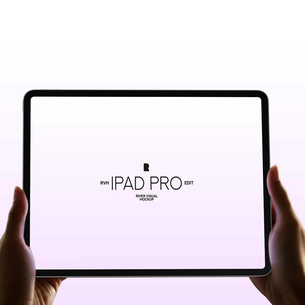 Free Holding iPad Pro Mockup PSD