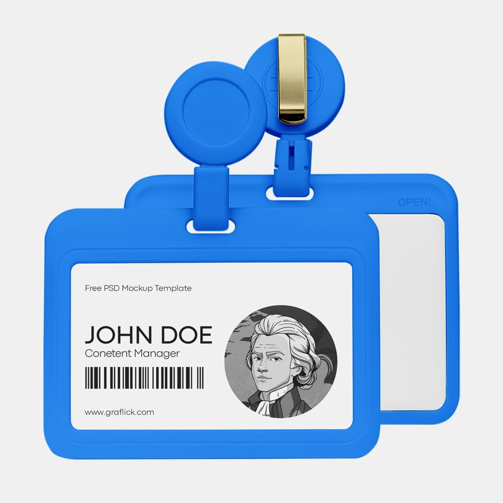 Free ID Badge Holder Mockup PSD
