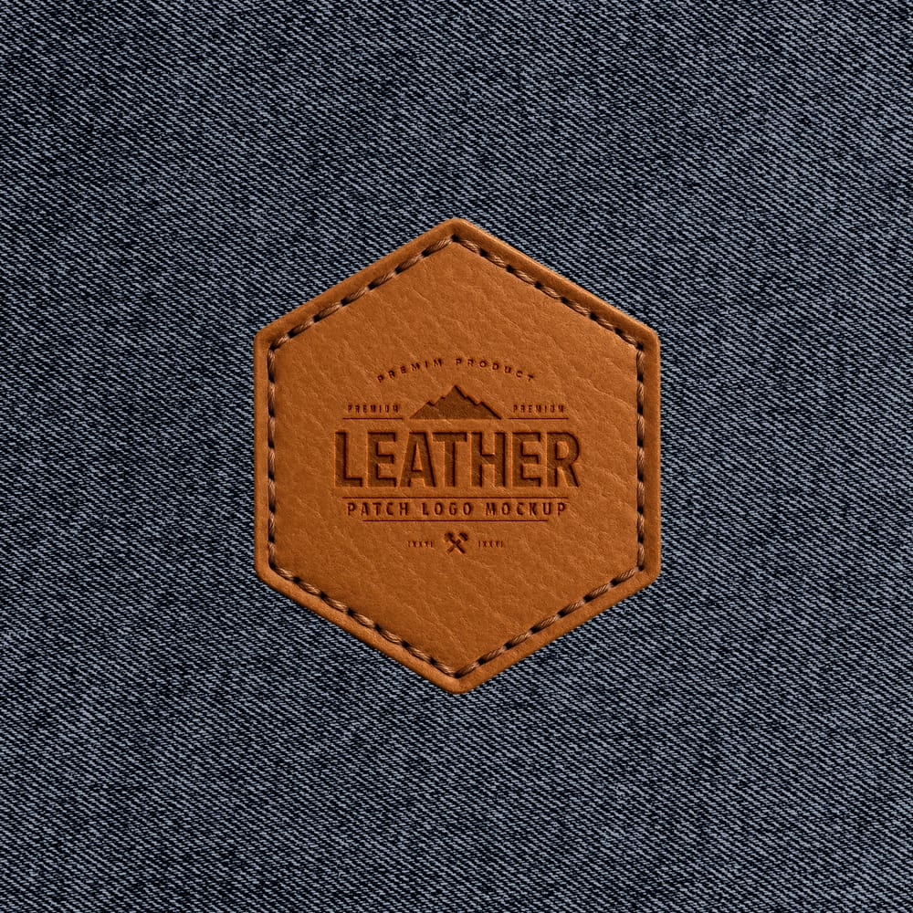 Free Jeans Leather Patch Logo Mockup PSD
