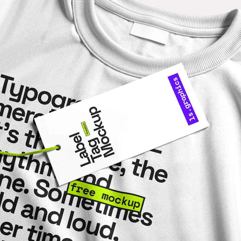 Free Label Tag Mockup On T-Shirt PSD