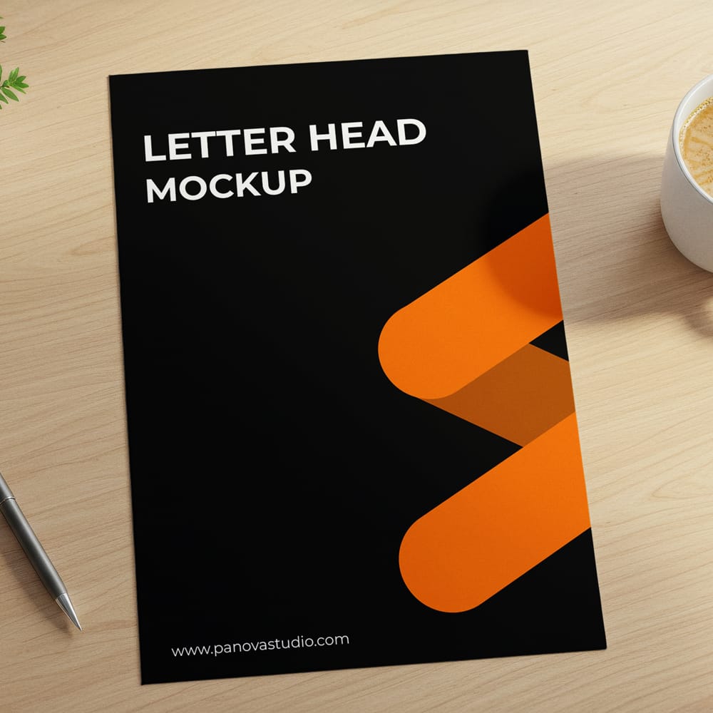 Free Letterhead on Office Desk Mockup PSD