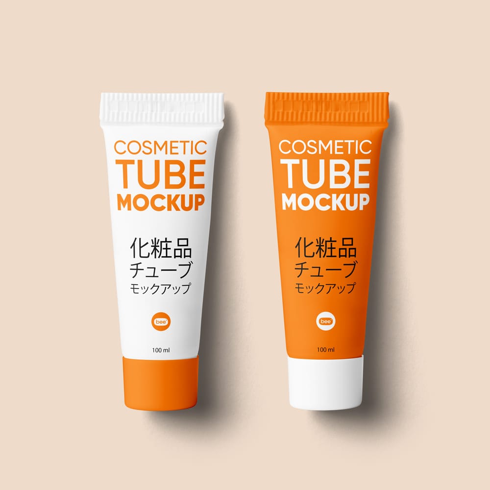 Free Lying Tiny Cosmetic Tube Mockups PSD