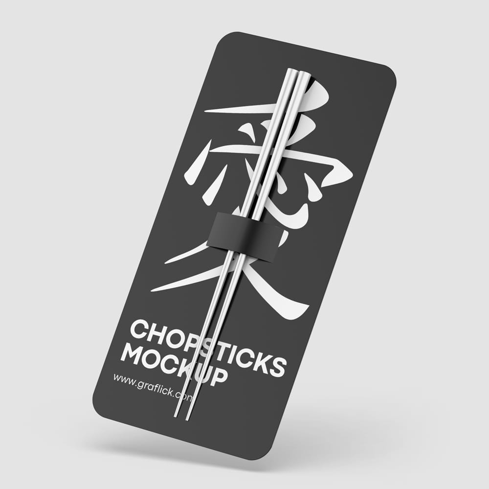 Free Metallic Chopsticks Packaging Mockup PSD