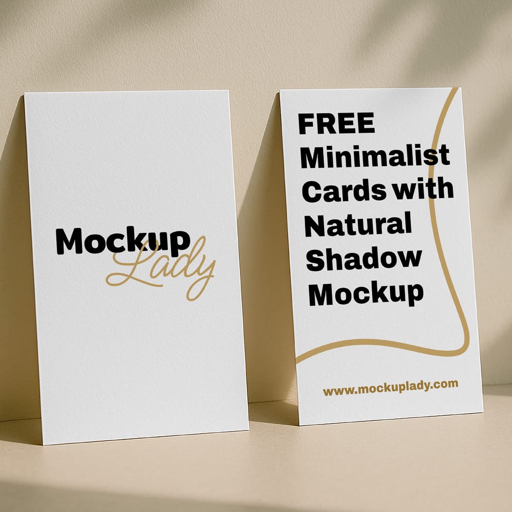 Free Minimalist Cards with Natural Shadow Mockup PSD