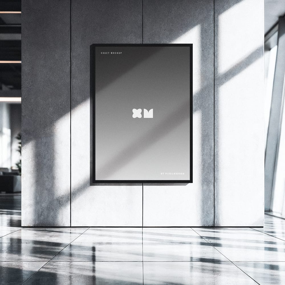 Free Office Poster Mockup Template PSD