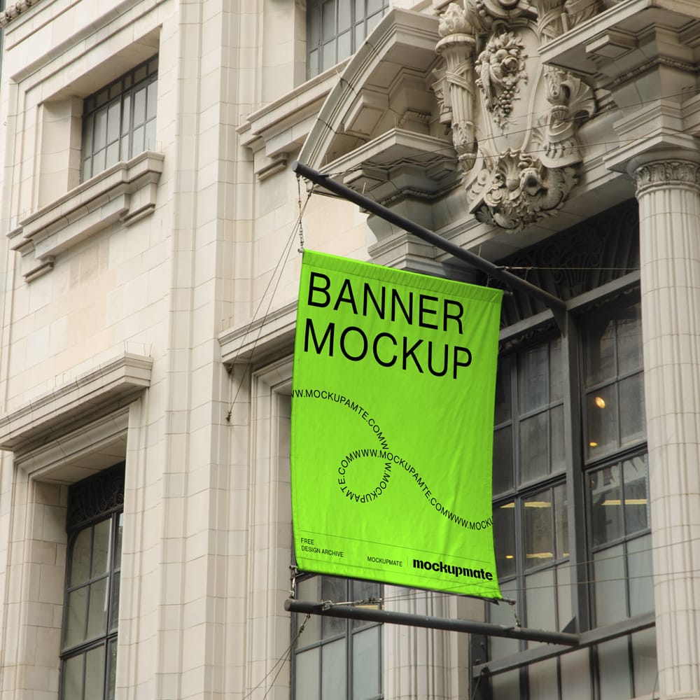 Free Outdoor Advertising Banner Mockup Template PSD