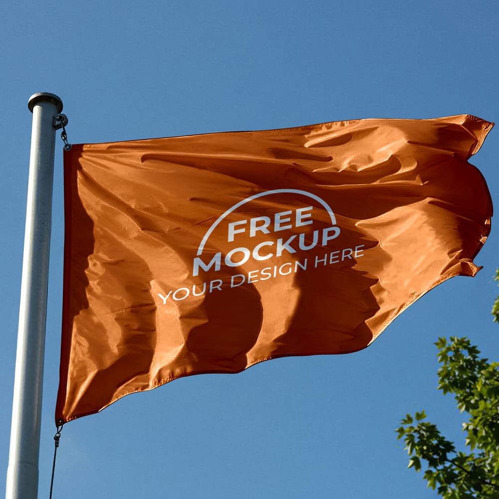 Free Outdoor Flag Banner Mockup PSD