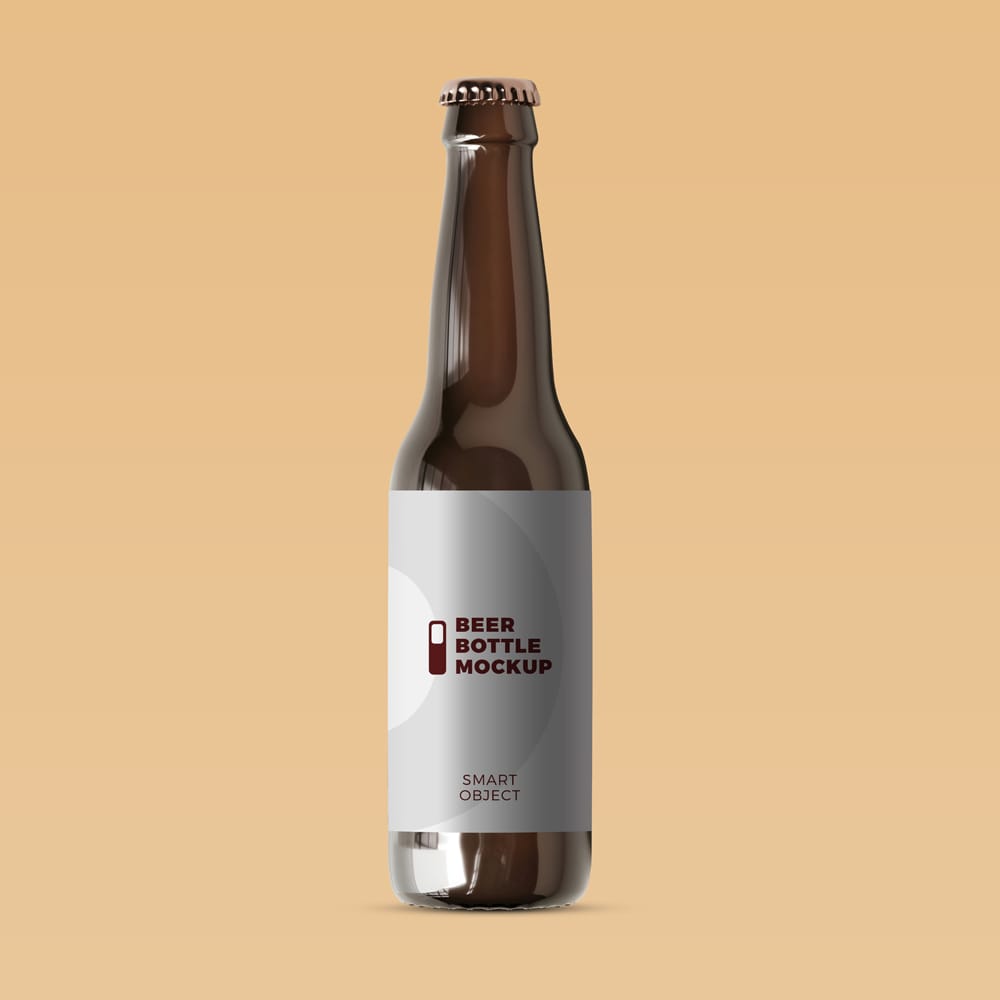 Free Photorealistic Beer Bottle label Mockup PSD