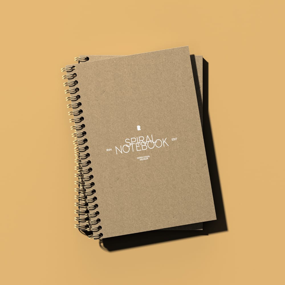 Free Photorealistic Spiral Notebook Mockup PSD