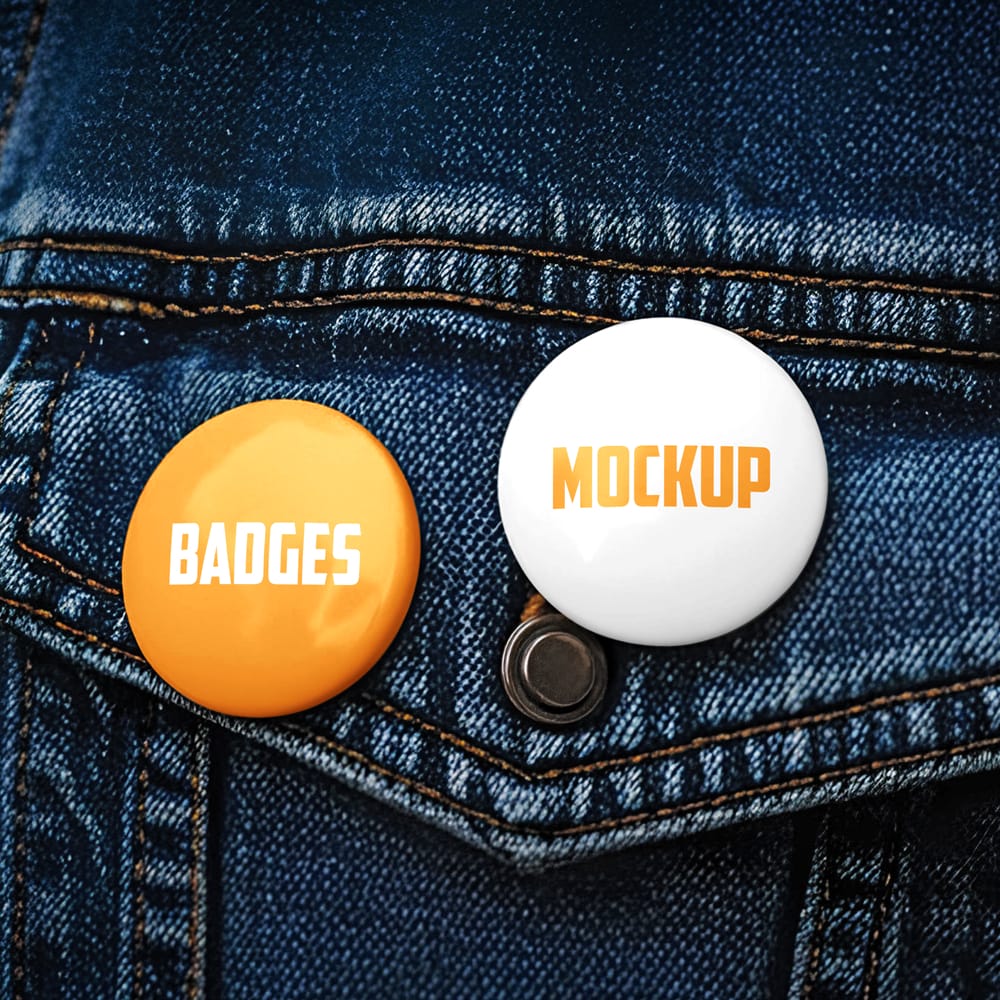 Free Pin Button Badges Mockup PSD