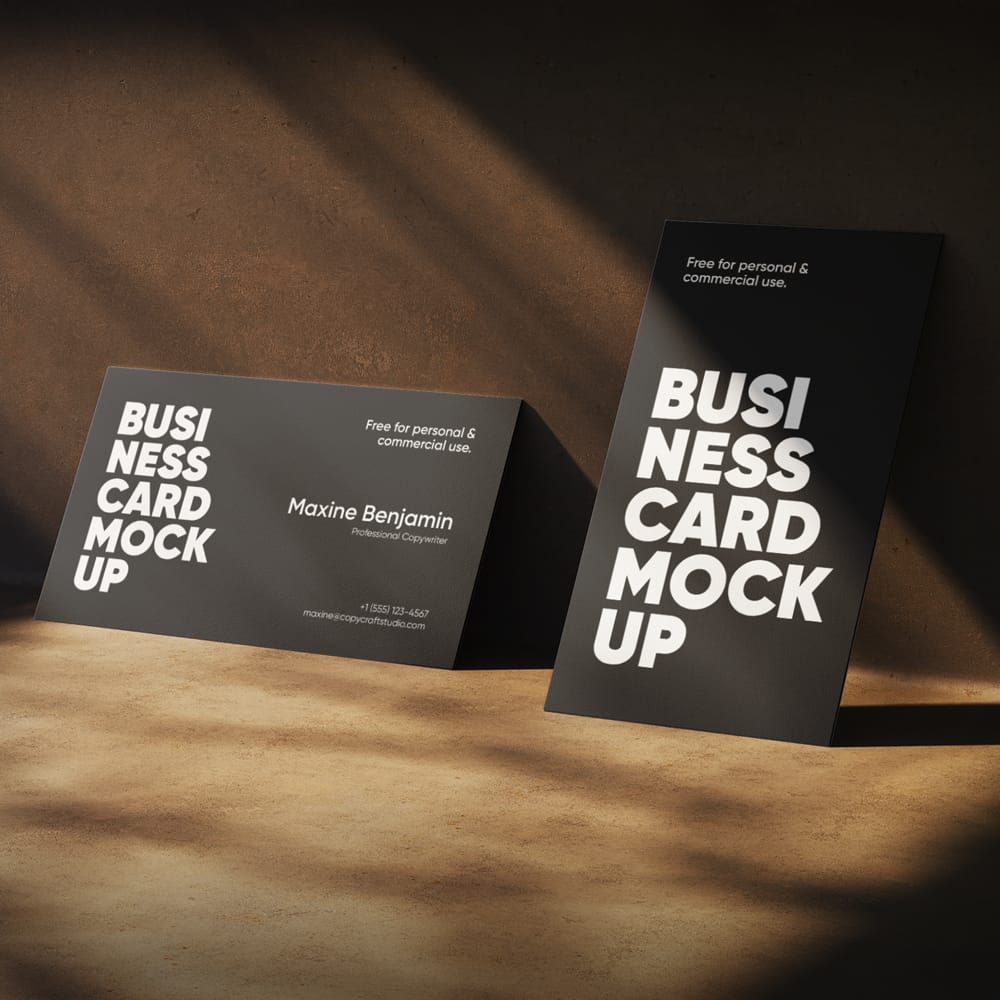 Free Realistic Business Card Mockup with Shadows PSD