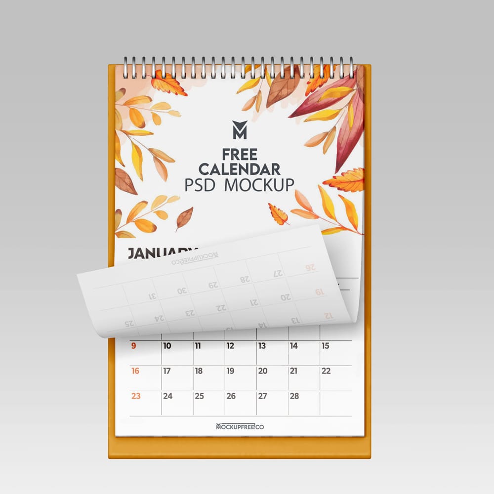Free Realistic Calendar Mockup Template PSD
