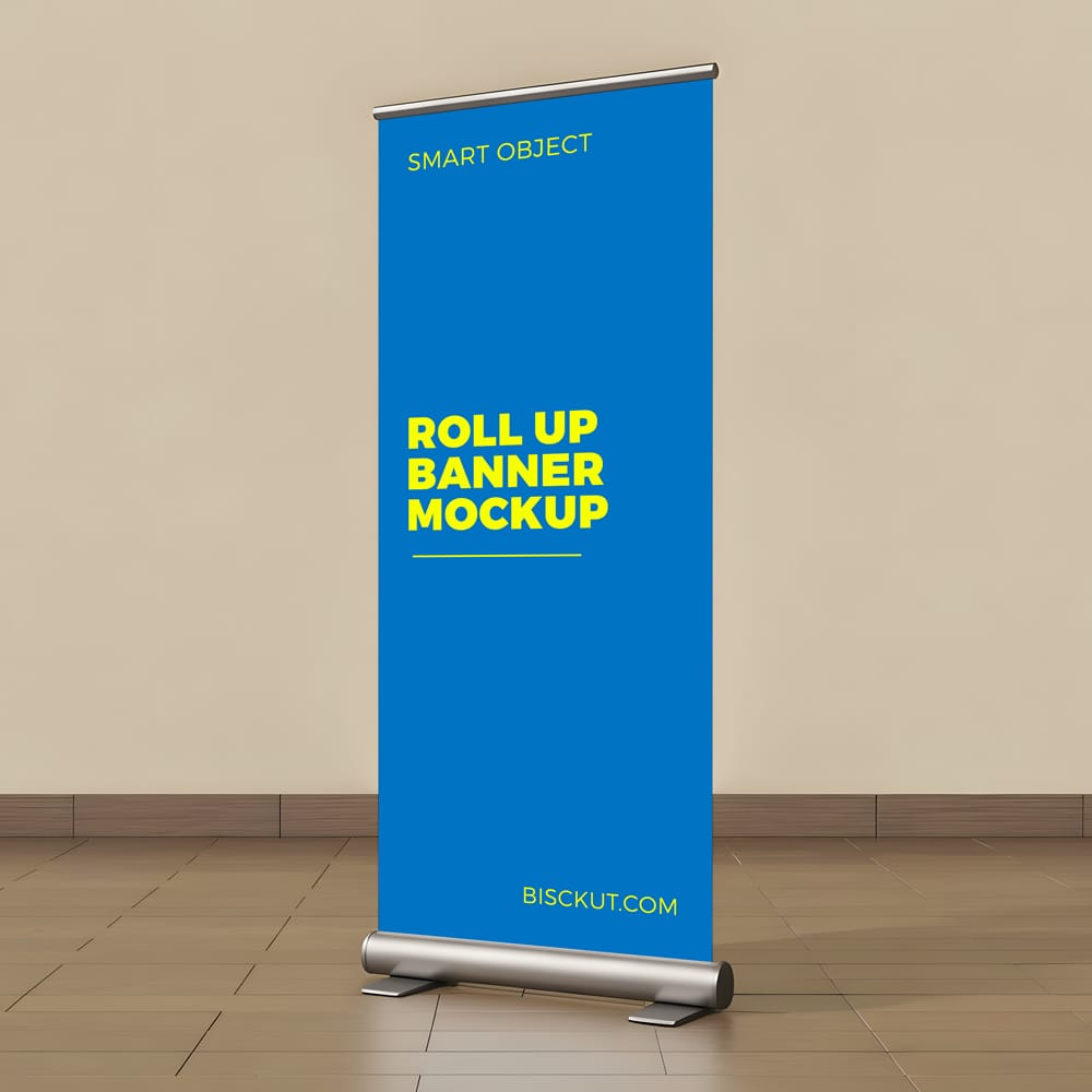 Free Roll-Up Banner Mockup Template PSD