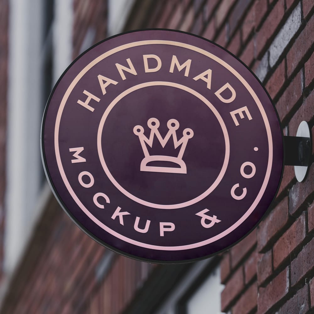 Free Round Shop Sign Mockup PSD