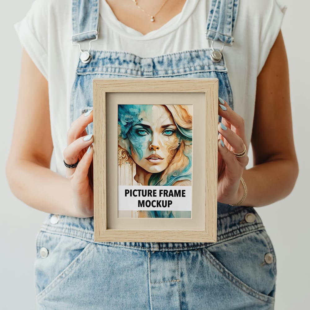 Free Small Picture Frame with Woman Mockup PSD