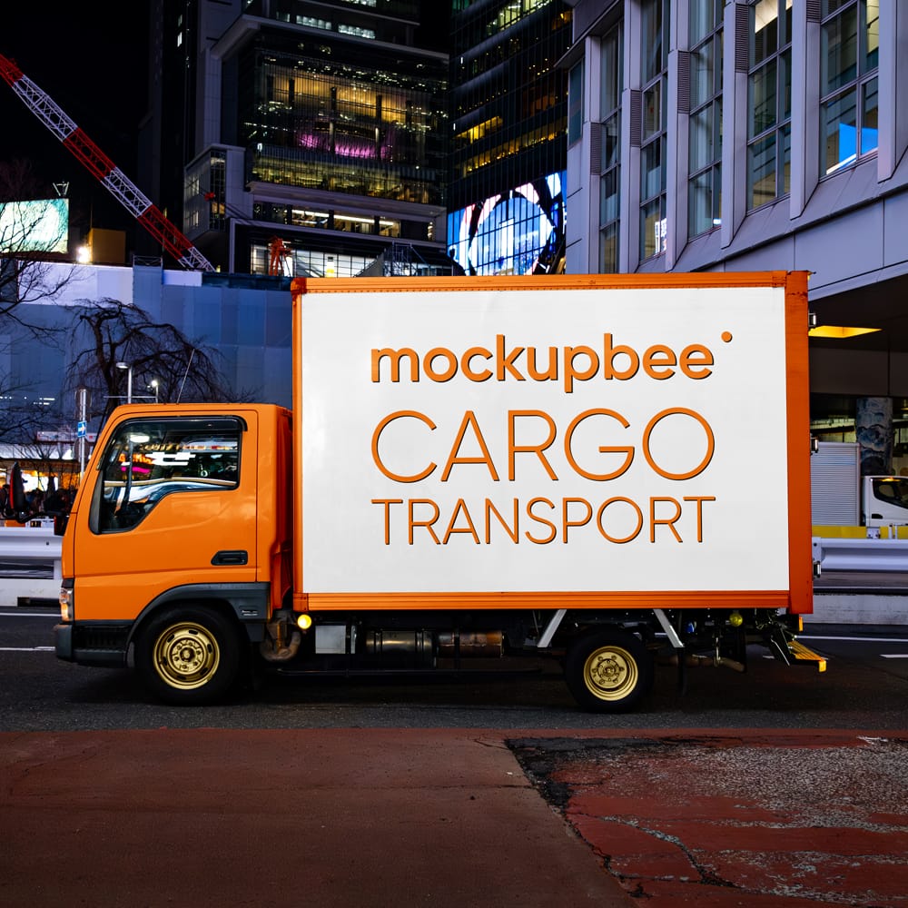 Free Small Vehicle at Night Mockup PSD