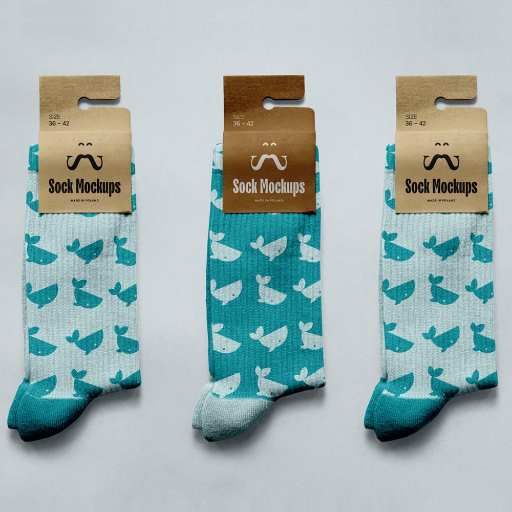 Free Sock with Label Mockups PSD