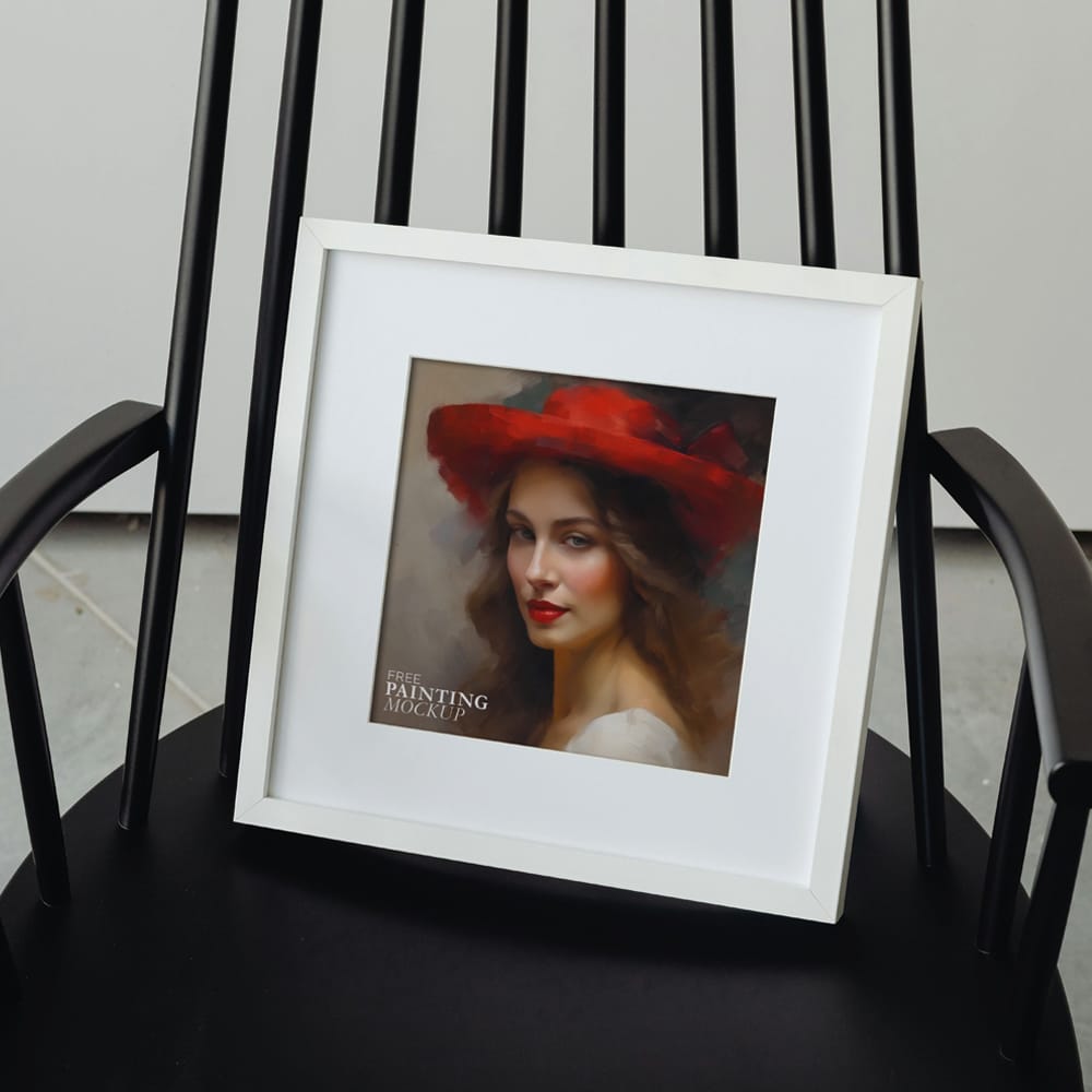 Free Square Frame Mockup for Posters PSD