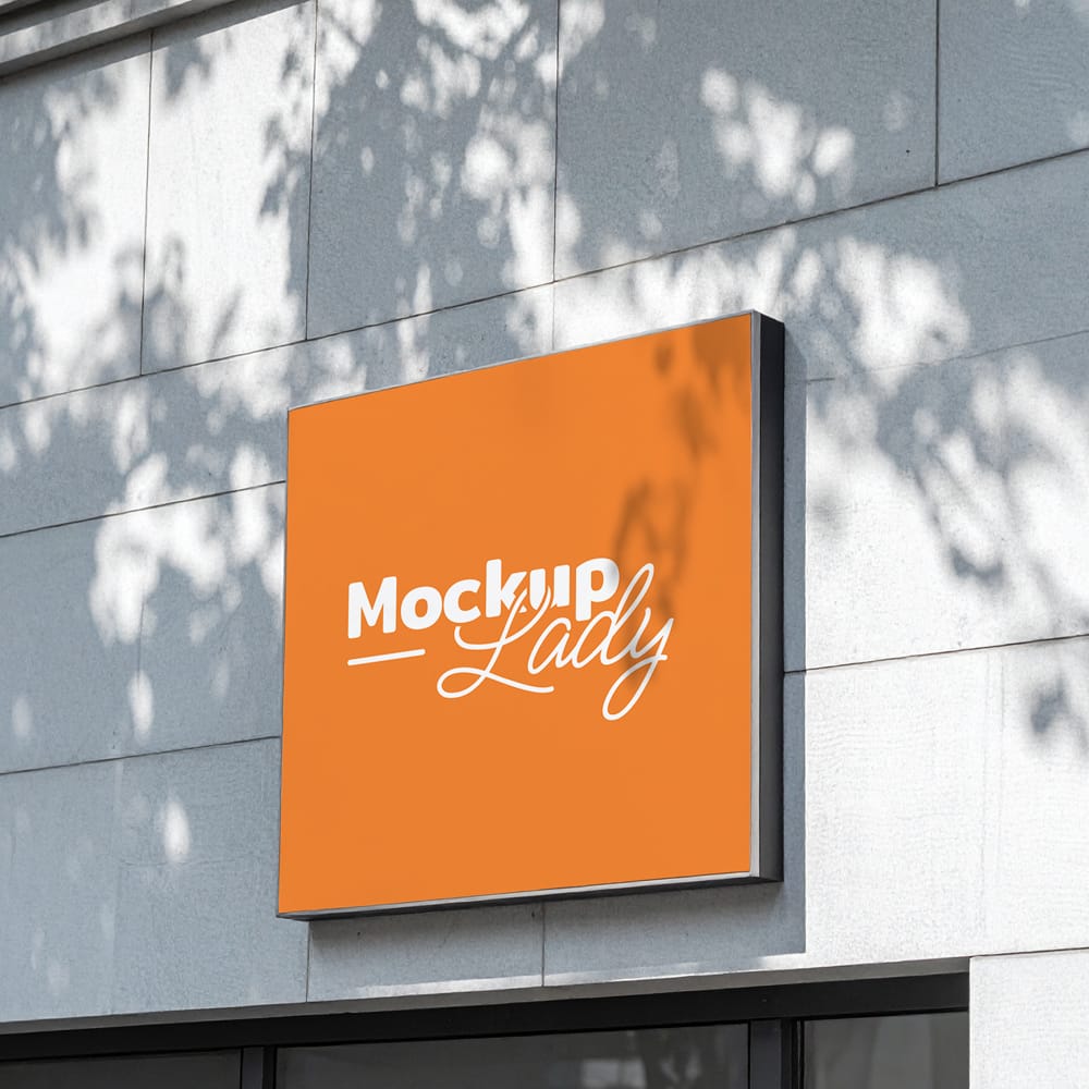 Free Square Sign Mockup Template PSD
