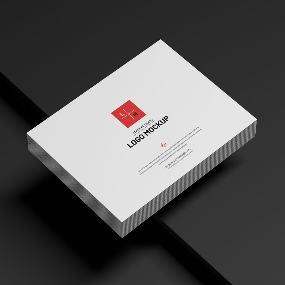Free Stack of Cards Logo Mockup Template PSD