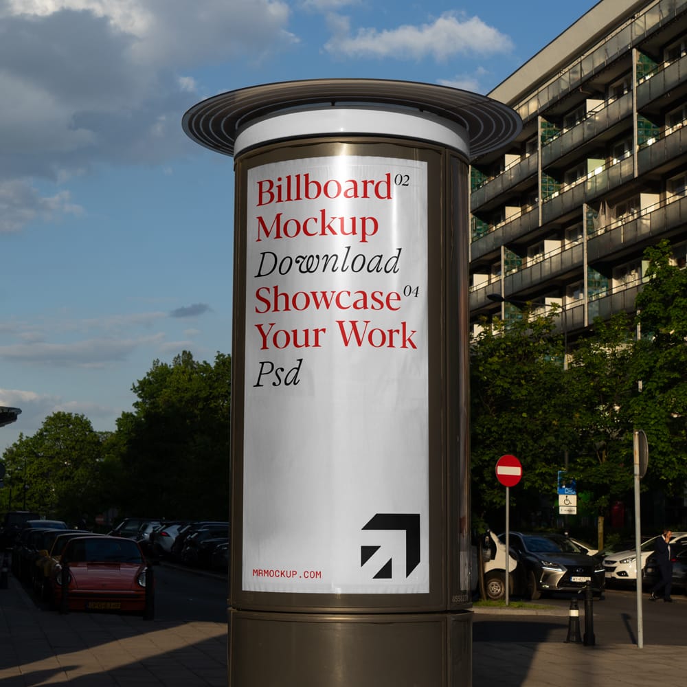 Free Tall Outdoor Billboard Mockup PSD
