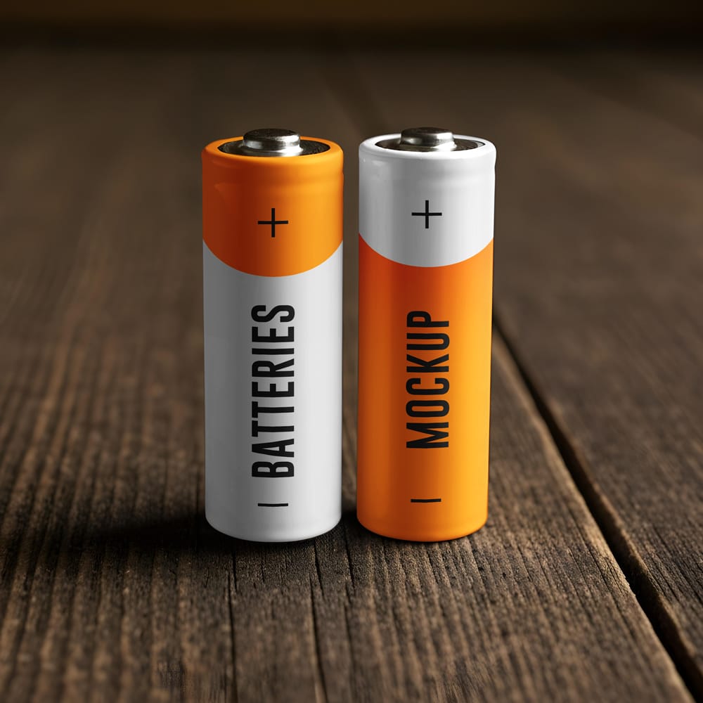 Free Two AA Batteries Mockup PSD
