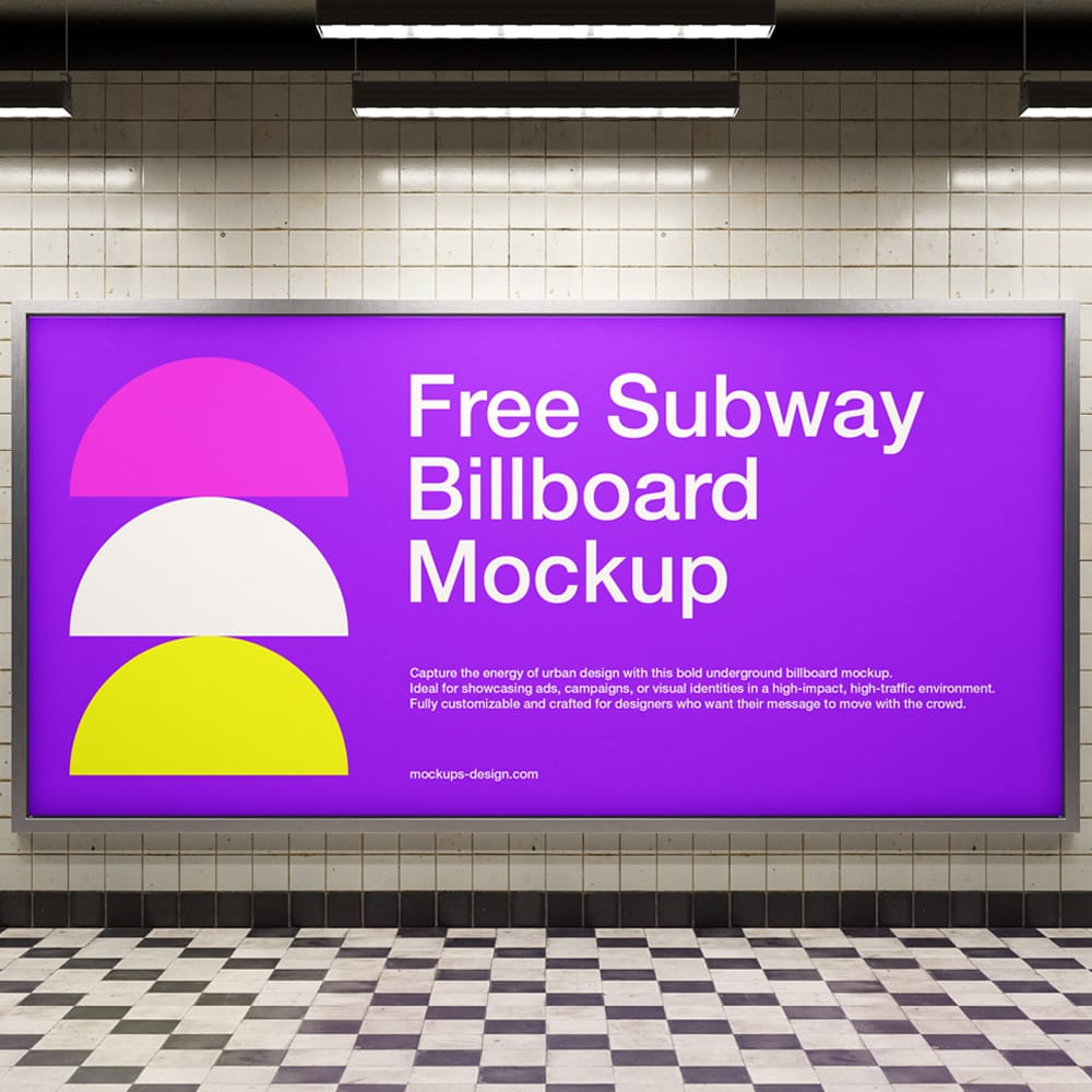 Free Urban Subway Billboard Mockup PSD