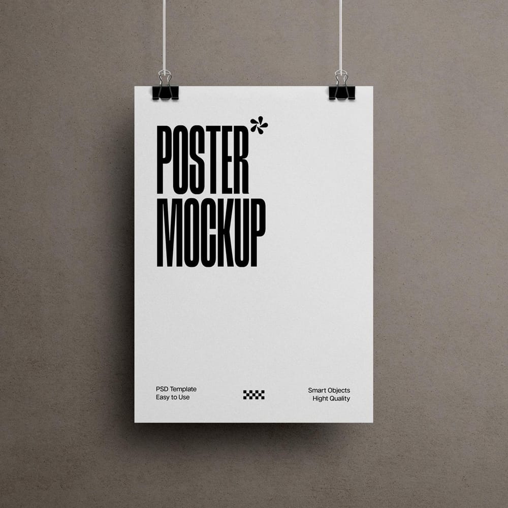 Free Vertical Clipped Poster Mockup PSD
