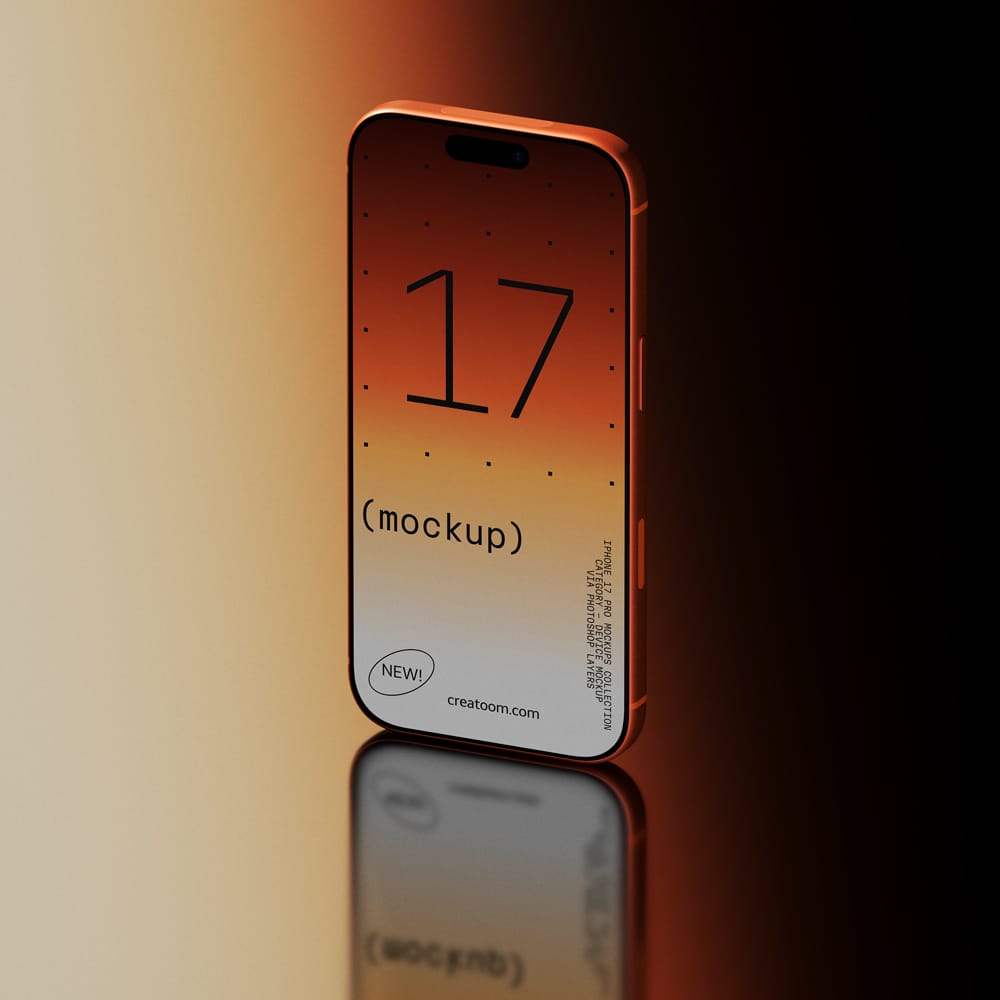Free iPhone 17 Pro Mockup On Gradient Background Front View PSD