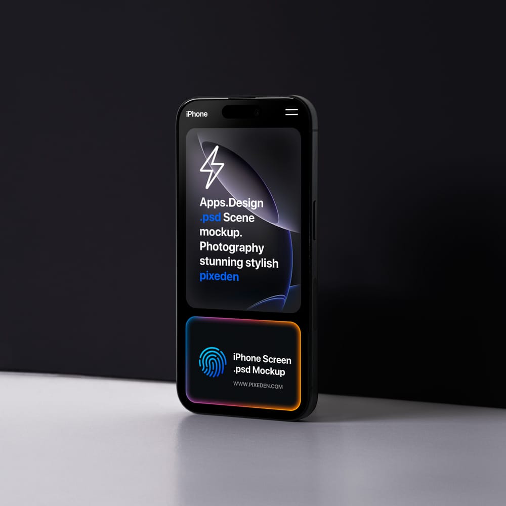 Free iPhone Pro Showcase Screen Mockup PSD
