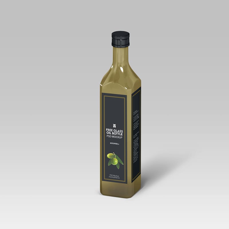 Glass Oil Bottle Mockup PSD