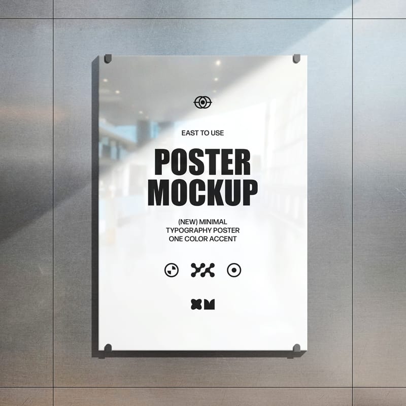 Glass Poster Mockup PSD