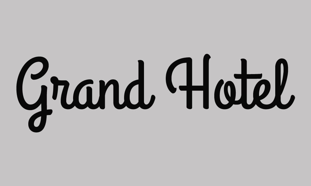 The font Grand Hotel, a classic script font inspired by 1930s cinema.
