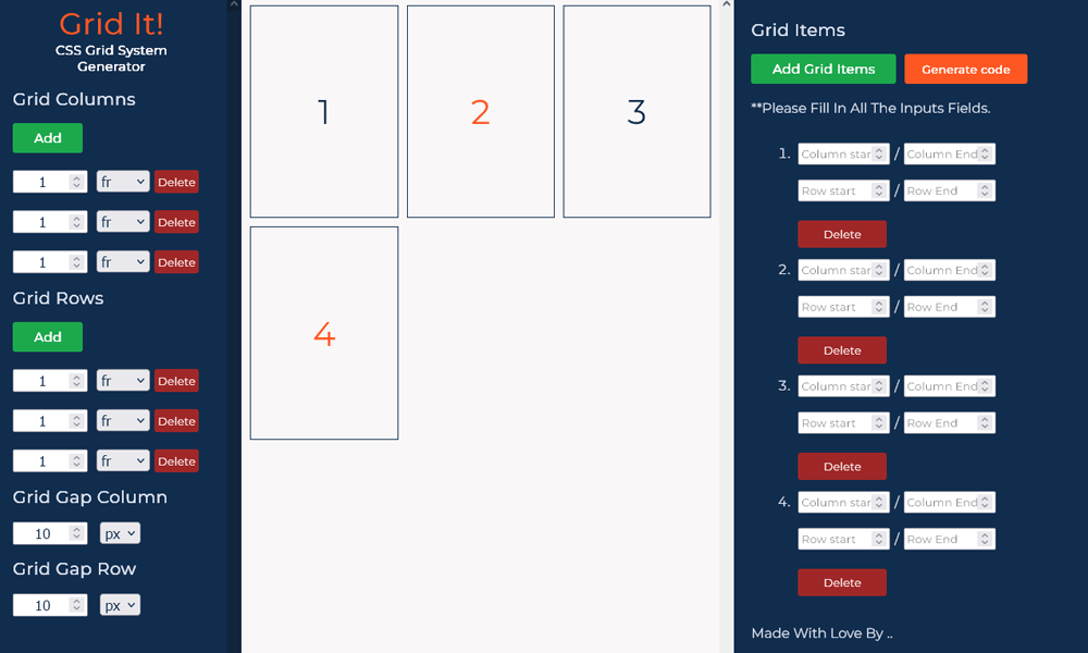 Grid It minimalist grid wireframe interface