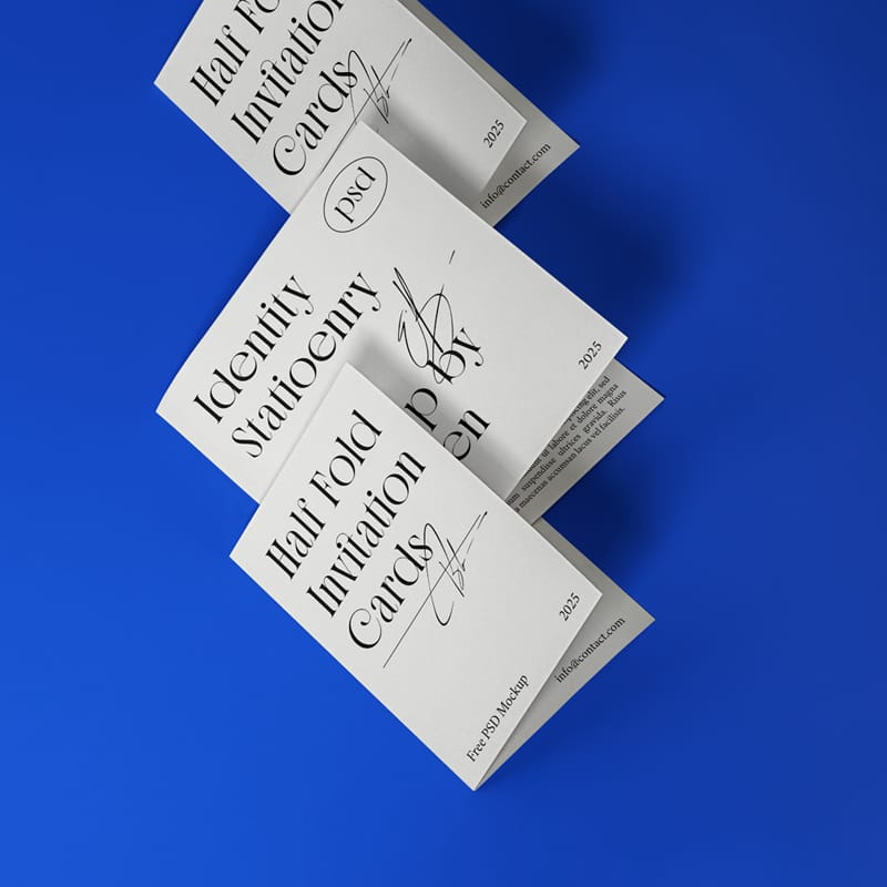 Half Fold Brochure Event Brand Stationery Mockup PSD