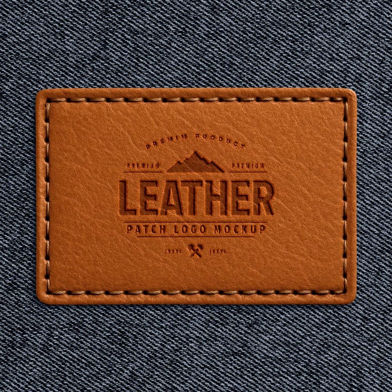 Jeans Leather Patch Logo Mockup PSD