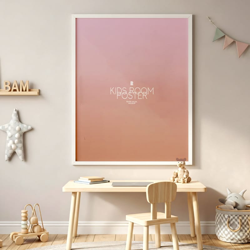 Kids Room Frame Poster Mockup PSD