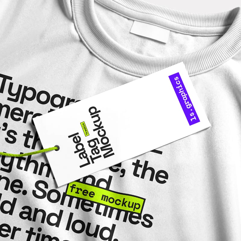 Label Tag Mockup On T-Shirt PSD