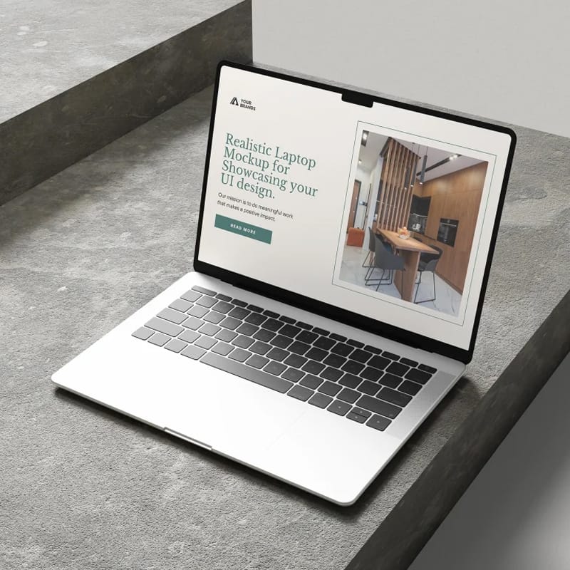 Laptop Mockup for UI Design Presentation PSD