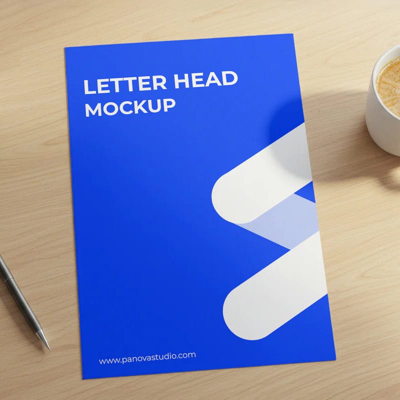 Letterhead on Office Desk Mockup PSD
