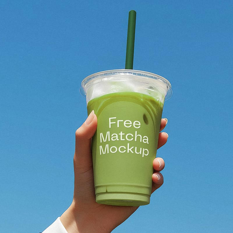 Matcha Plastic Cup Mockup PSD