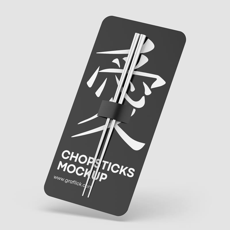 Metallic Chopsticks Packaging Mockup PSD