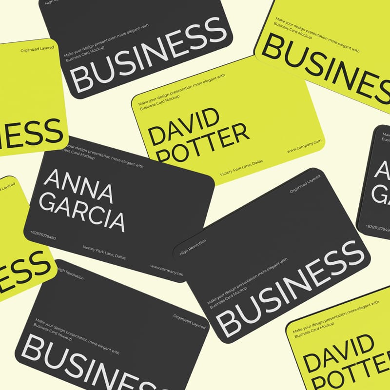 Minimal Rounded Corner Business Card Mockup PSD