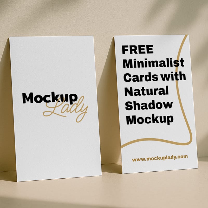Minimalist Cards with Natural Shadow Mockup PSD