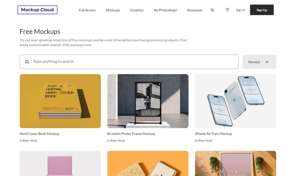 A high-resolution free mockup from Mockupcloud, known for its premium bundles.