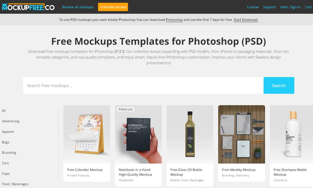 An example of a high-quality free mockup from the library at Mockupfree.co