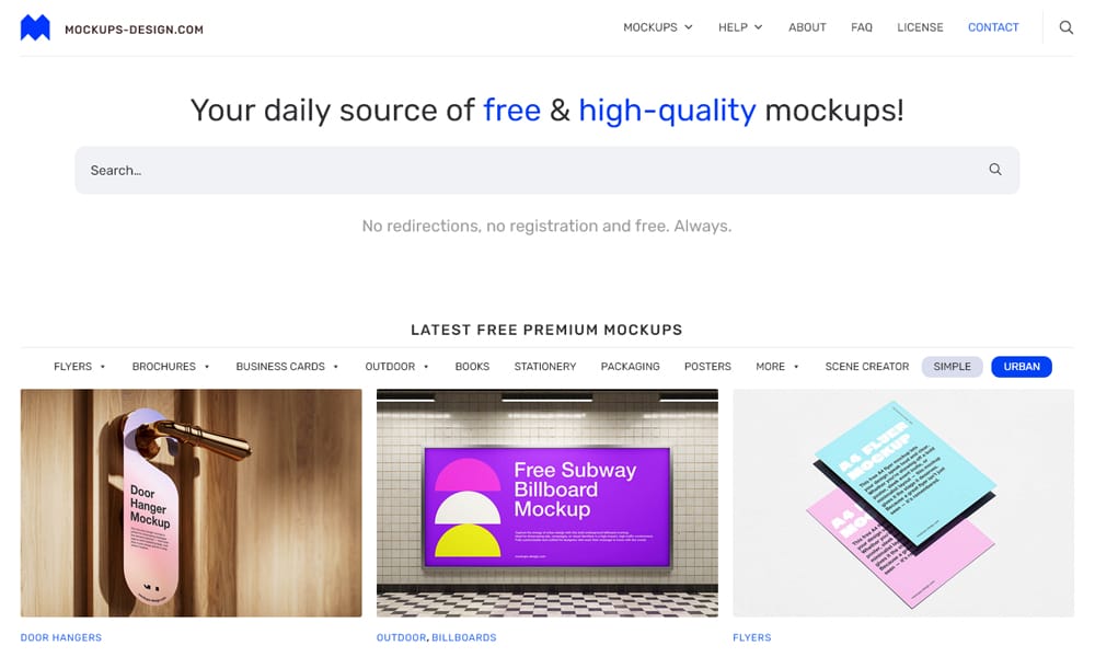 A variety of free device mockups available on the Mockups Design website.